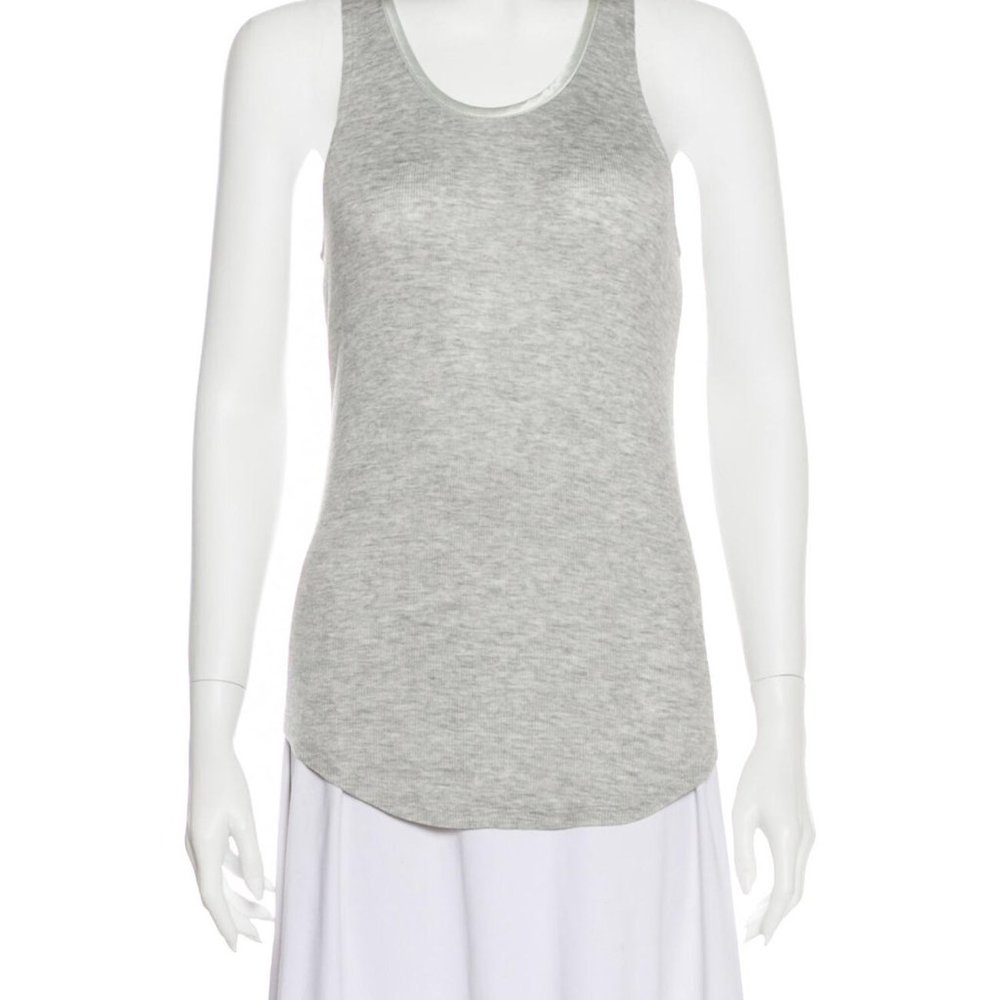 RAG & BONE Silk Scoop Neck Tank Top in Grey XS